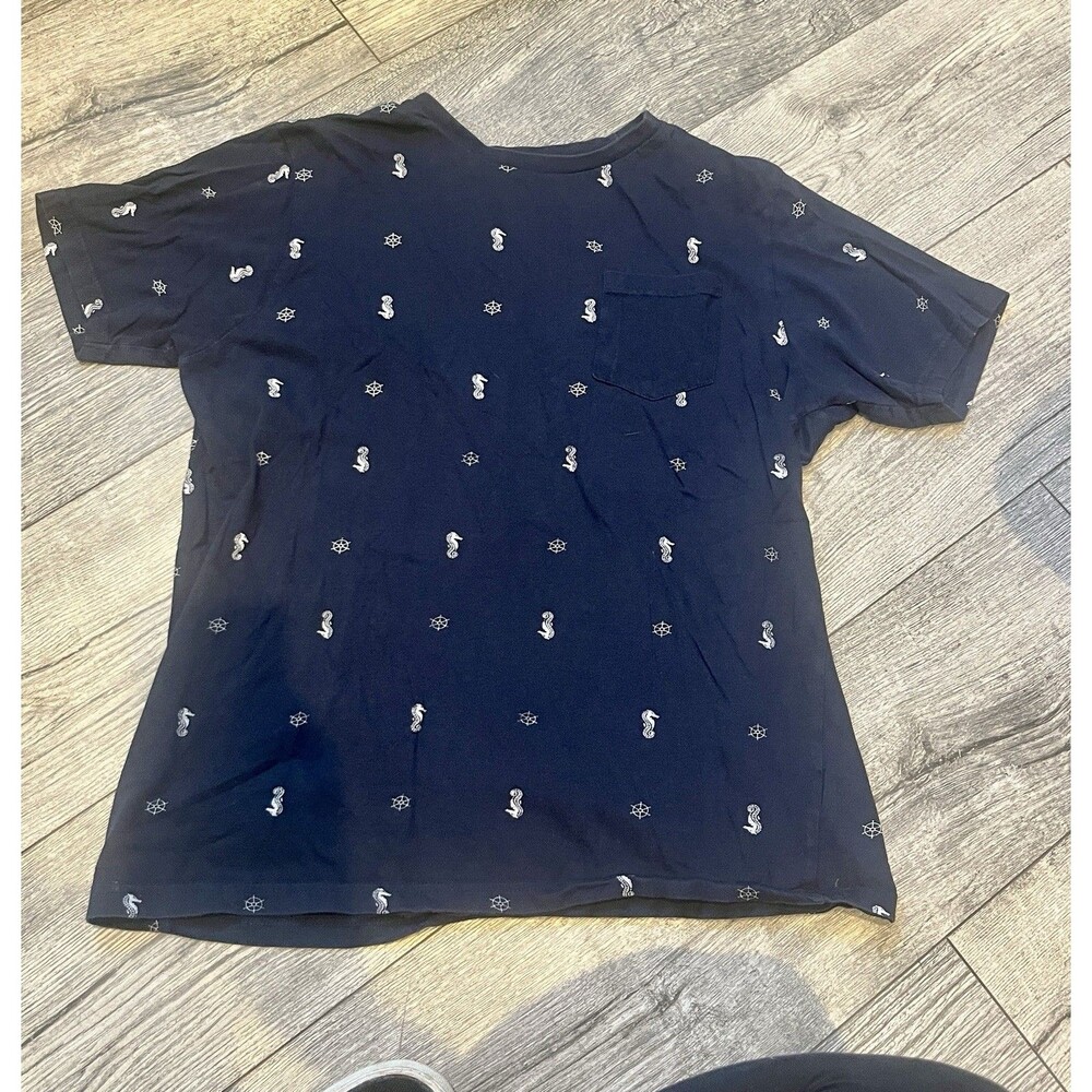 Native Code Mens Medium Navy Blue T Shirt Crew Neck‎ Short Sleeves